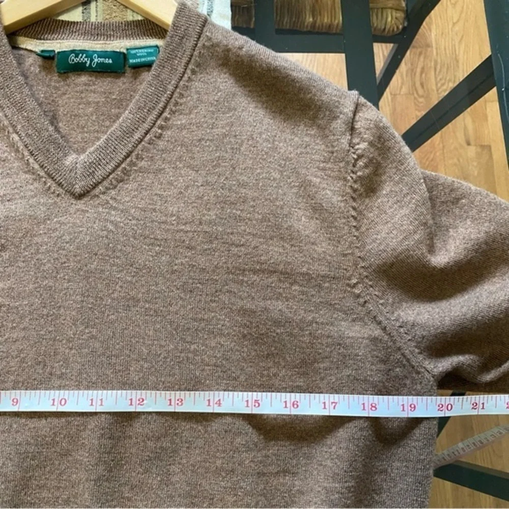 Bobby Jones Brown Merino Wool V-neck Sweater